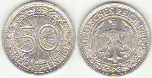 1928 A Germany 50 Pfennig A001775